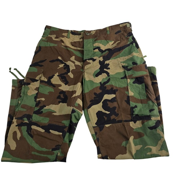 Woodland Camo Combat Trousers Army Military Cargo Pants Large Regular - Picture 1 of 11